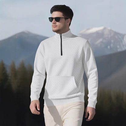 Sporty fleece pullover for men with high collar and zipper Chic und Stil
