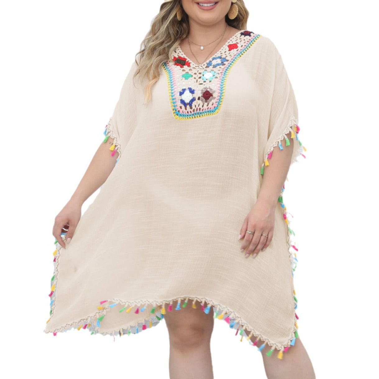 Robe de plage brodée à franges pour femmes Chic und Stil