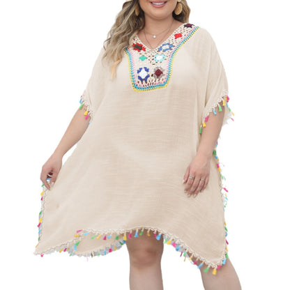 Robe de plage brodée à franges pour femmes Chic und Stil