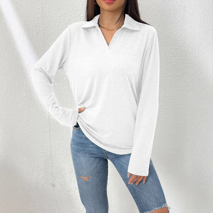 Blouse à manches longues pour femmes avec col moderne et poche poitrine Chic und Stil