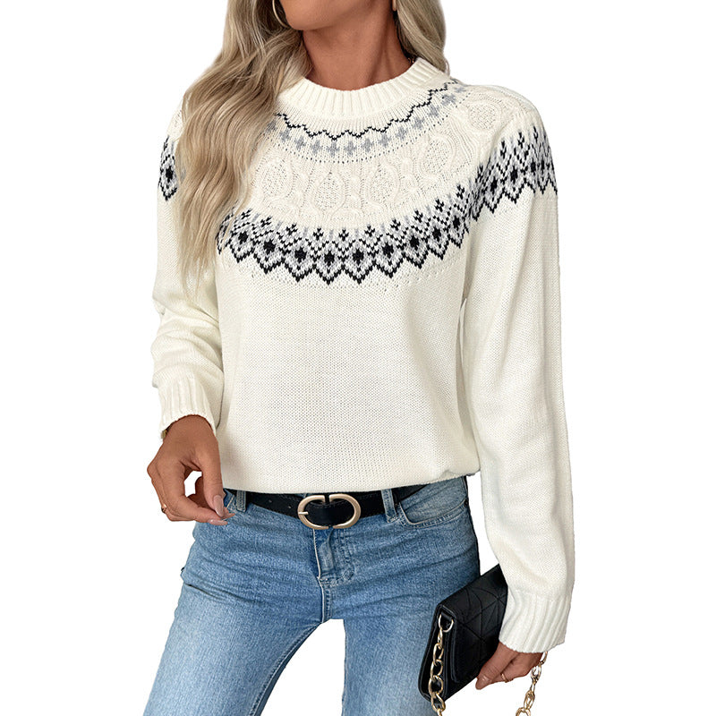 Pull en tricot pour femmes avec motif norvégien traditionnel Chic und Stil