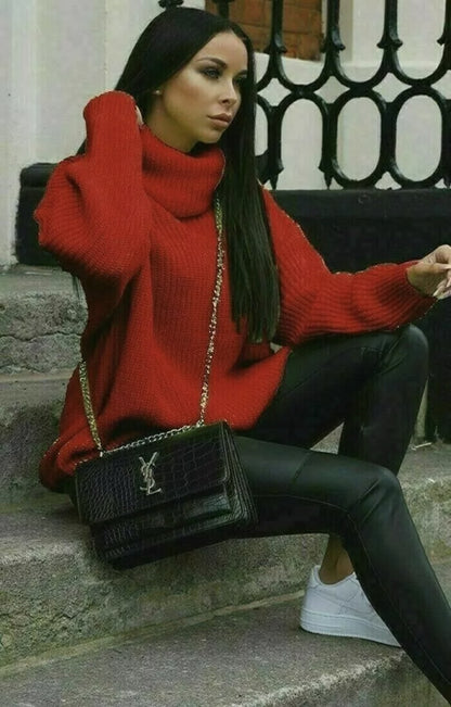 Pull en tricot oversized pour femmes avec col montant et coupe décontractée Chic und Stil