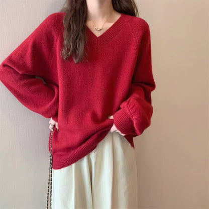 Dames pull élégant à col en V avec une fine texture tricotée Chic und Stil