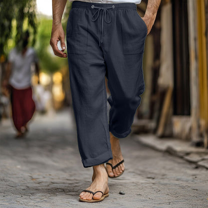 Casual and lightweight linen pants for men with elastic waist and practical side pockets Chic and Style