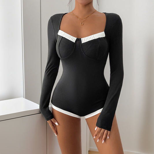 Body à manches longues pour femmes en rib avec empiècement contrasté Chic und Stil