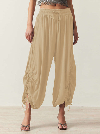 Casual Palazzo pants for women with elastic waist and adjustable ankle bands Chic and Style