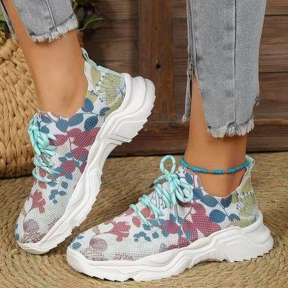 Baskets féminines à la mode avec design floral et semelle rembourrée Chic und Stil