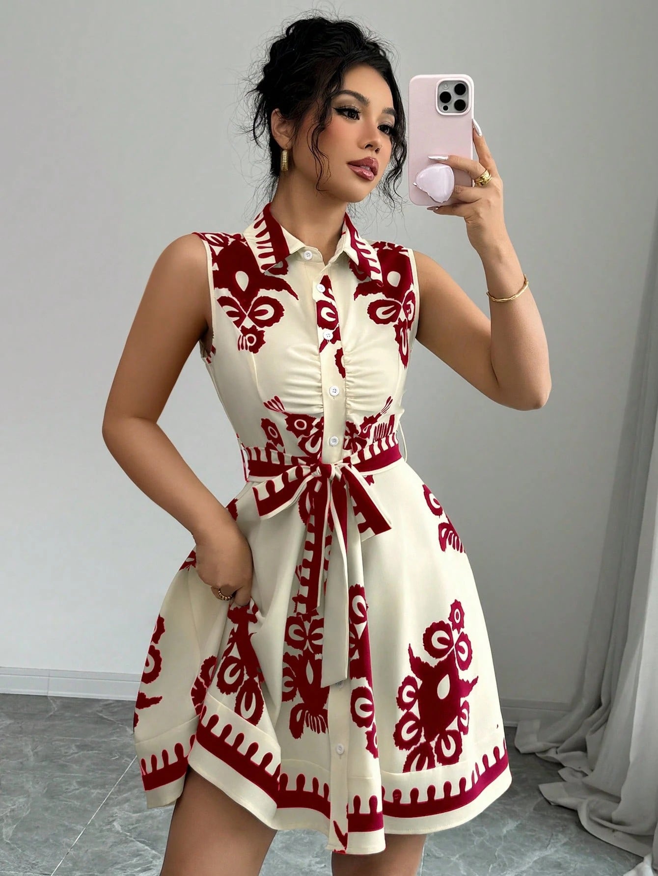 Women's Chic and Stylish A-Line Button-Down Shirt Dress
