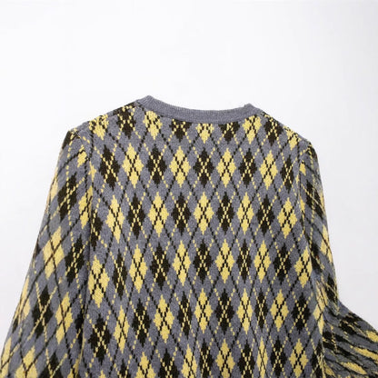 Dames gilets en tricot à motif argyle avec patte de boutonnage Chic und Stil