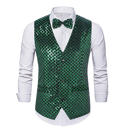 Blazer élégant en sequins pour hommes avec fermeture à nœud assortie Chic und Stil