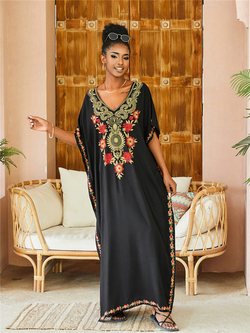 Robe kaftan brodée pour dames Chic und Stil