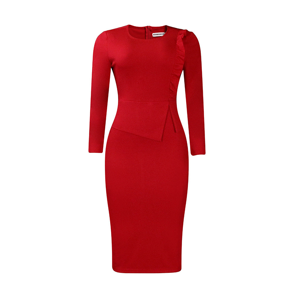 Robe ajustée pour femmes avec manches longues et ruching Chic und Stil