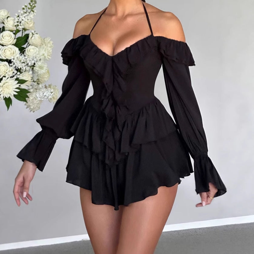 Femmes Robe mini espiègle avec volants et design sans épaules Chic und Stil