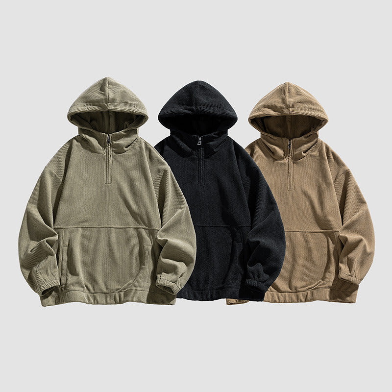 Dames pull à capuche moelleux avec demi-fermeture éclair Chic und Stil