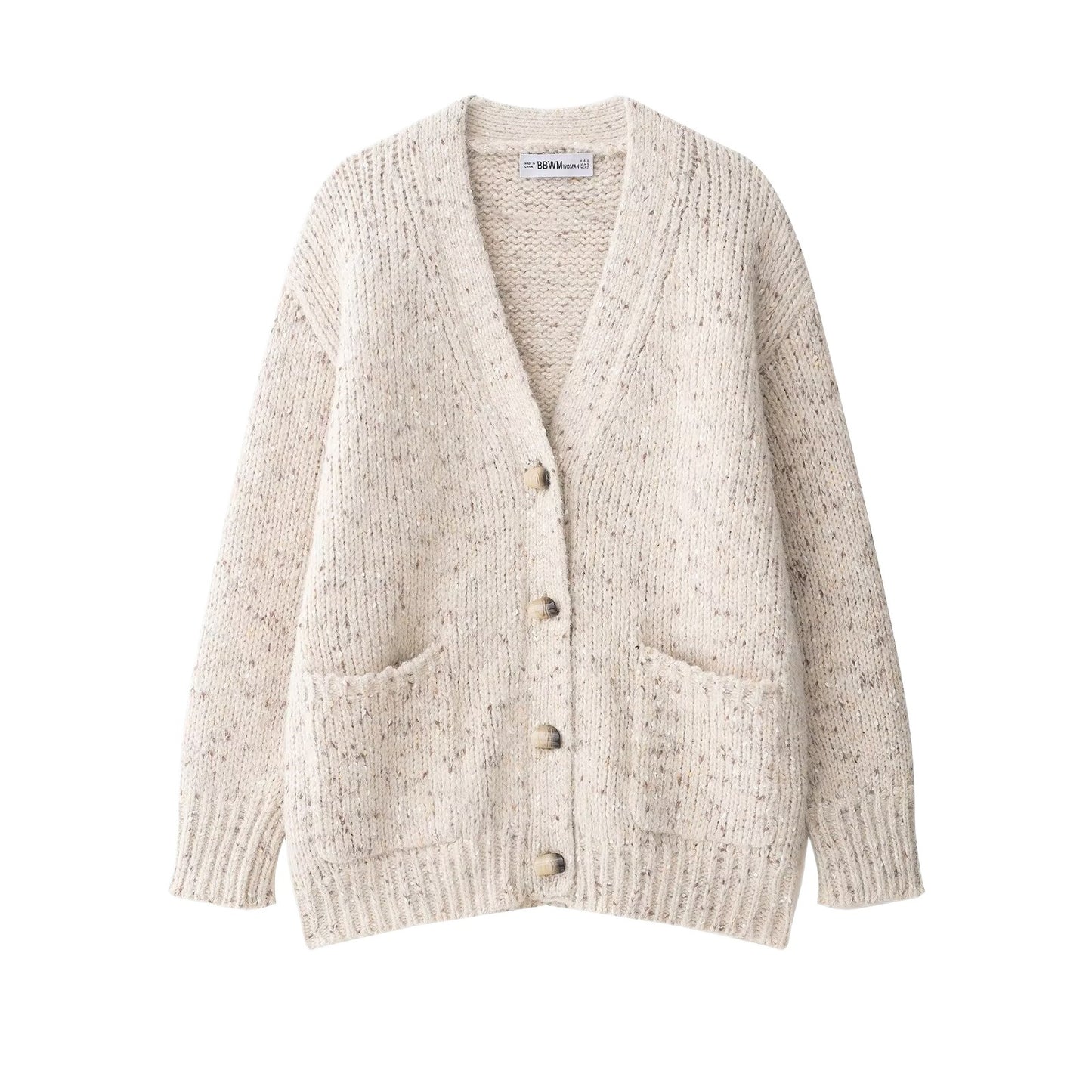 Dames cardigan à la mode avec décolleté en V profond et poches pratiques Chic und Stil