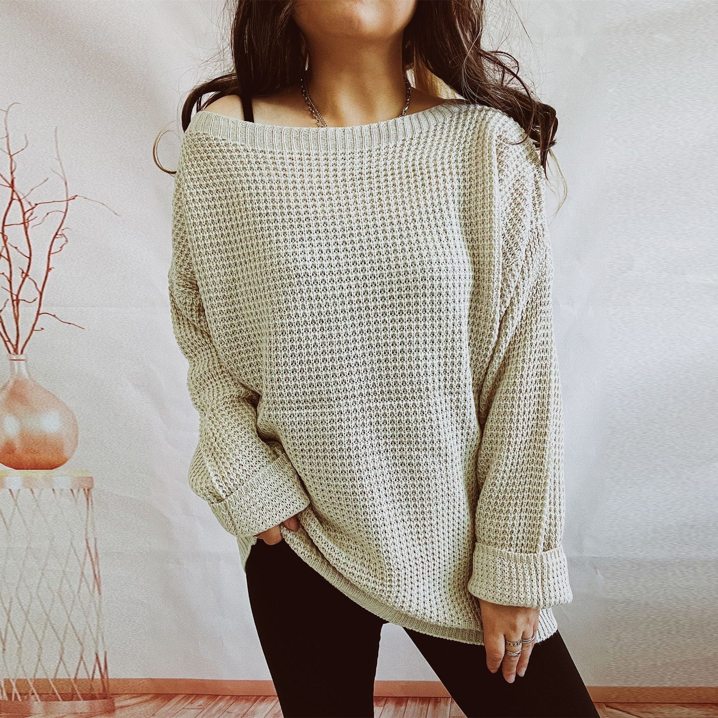 Pull en tricot décontracté pour femmes avec une coupe ample et un design de dos ouvert Chic und Stil