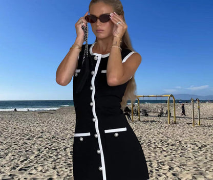Robe maxi tricot pour femmes avec patte de boutonnage et fentes latérales Chic und Stil