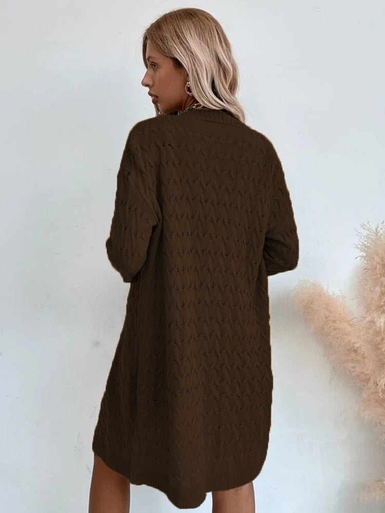 Dames Grand manteau en tricot avec motif texturé et coupe décontractée Chic und Stil