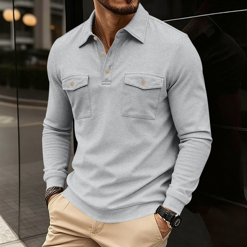 Chemise à manches longues pour hommes avec poches poitrine pratiques et décolleté Henley moderne Chic und Stil