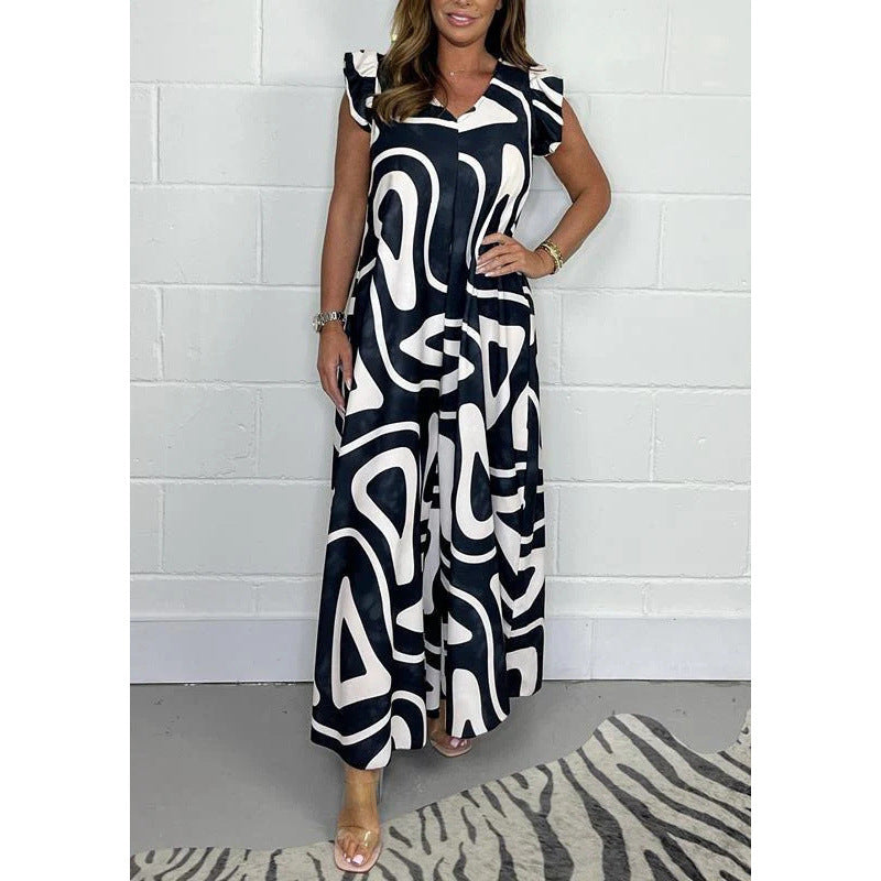 Robe maxi femme avec motif graphique moderne et coupe fluide Chic und Stil