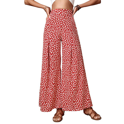 Pantalons à fleurs à jambes larges pour femmes Chic und Stil