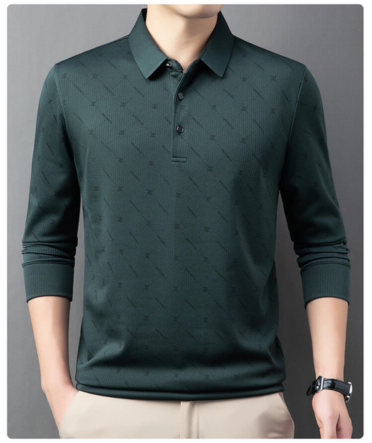 Men's Long Sleeve Polo with an innovative pattern and breathable properties Chic and Style