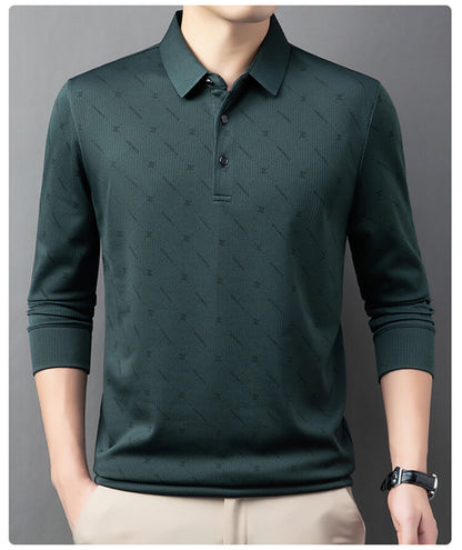 Men's Long Sleeve Polo with an innovative pattern and breathable properties Chic and Style