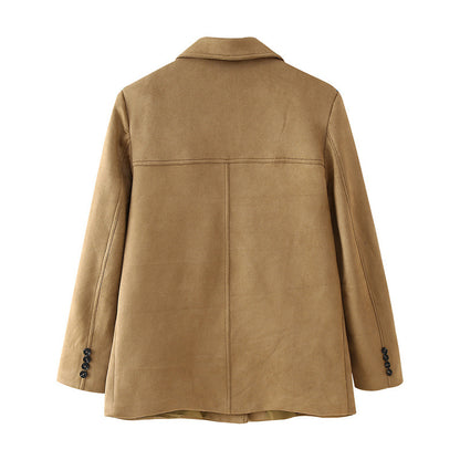Dames Élégante Veste Blazer en Suède Chic und Stil