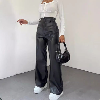 High-waisted wide-leg pants for women in lightweight material with an elegant cut Chic und Stil