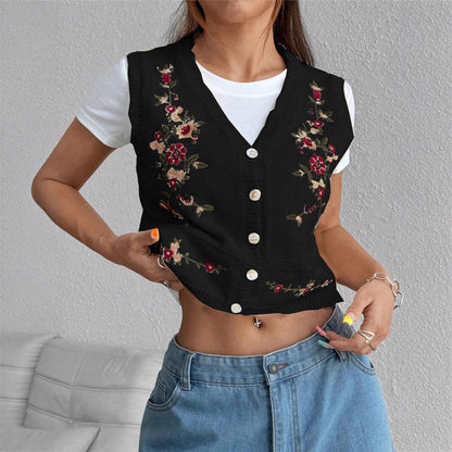 Dames Gilet brodé avec boutons Chic und Stil
