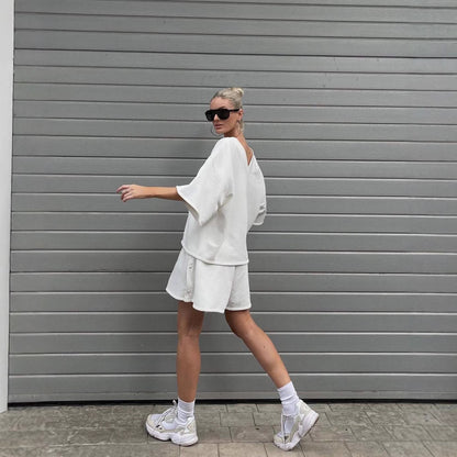 Ensemble haut décontracté et shorts pour femmes avec coupe surdimensionnée et séchage rapide Chic und Stil