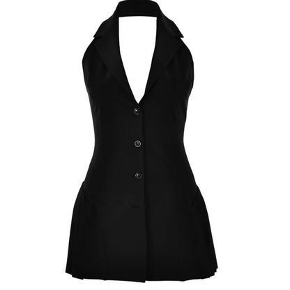 Robe blazer tendance pour femmes avec décolleté en V profond et poches latérales Chic und Stil