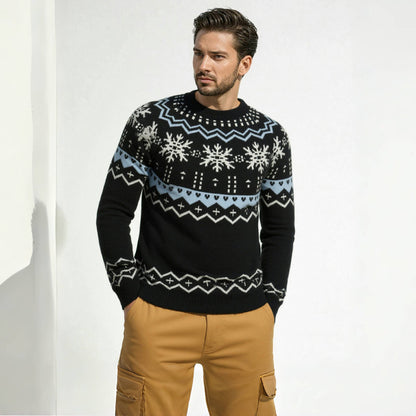 Pull en tricot pour hommes avec motif d'hiver et col rond Chic und Stil