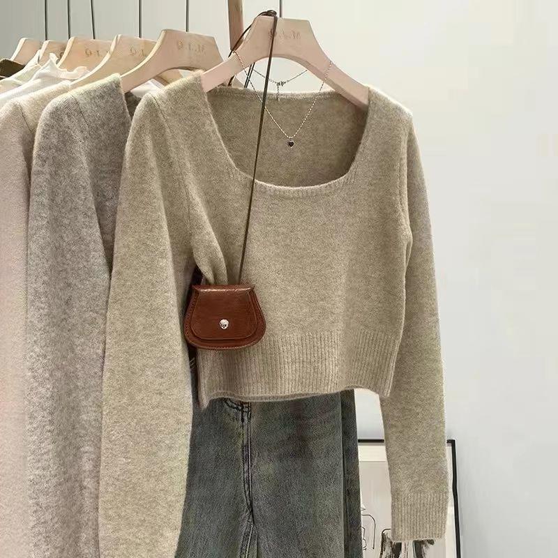 Pull décontracté pour femmes avec encolure carrée et texture fine Chic und Stil
