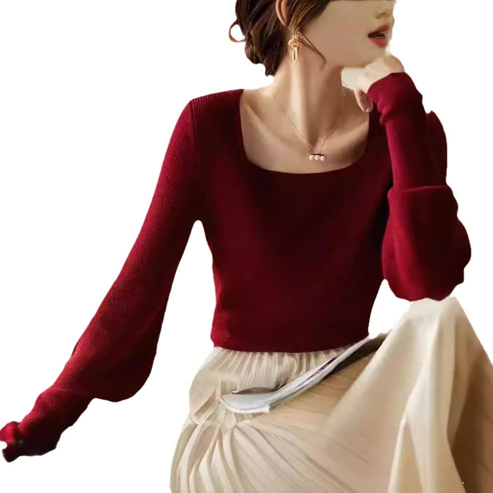 Pull en maille élégant pour femmes avec un joli décolleté carré et une coupe ample Chic und Stil