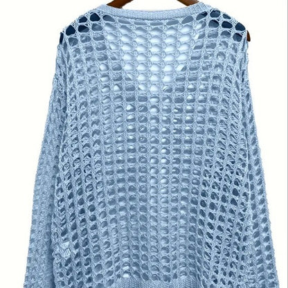 Pull en tricot à épaules dénudées pour femmes avec une structure aérée en mailles ajourées Chic und Stil