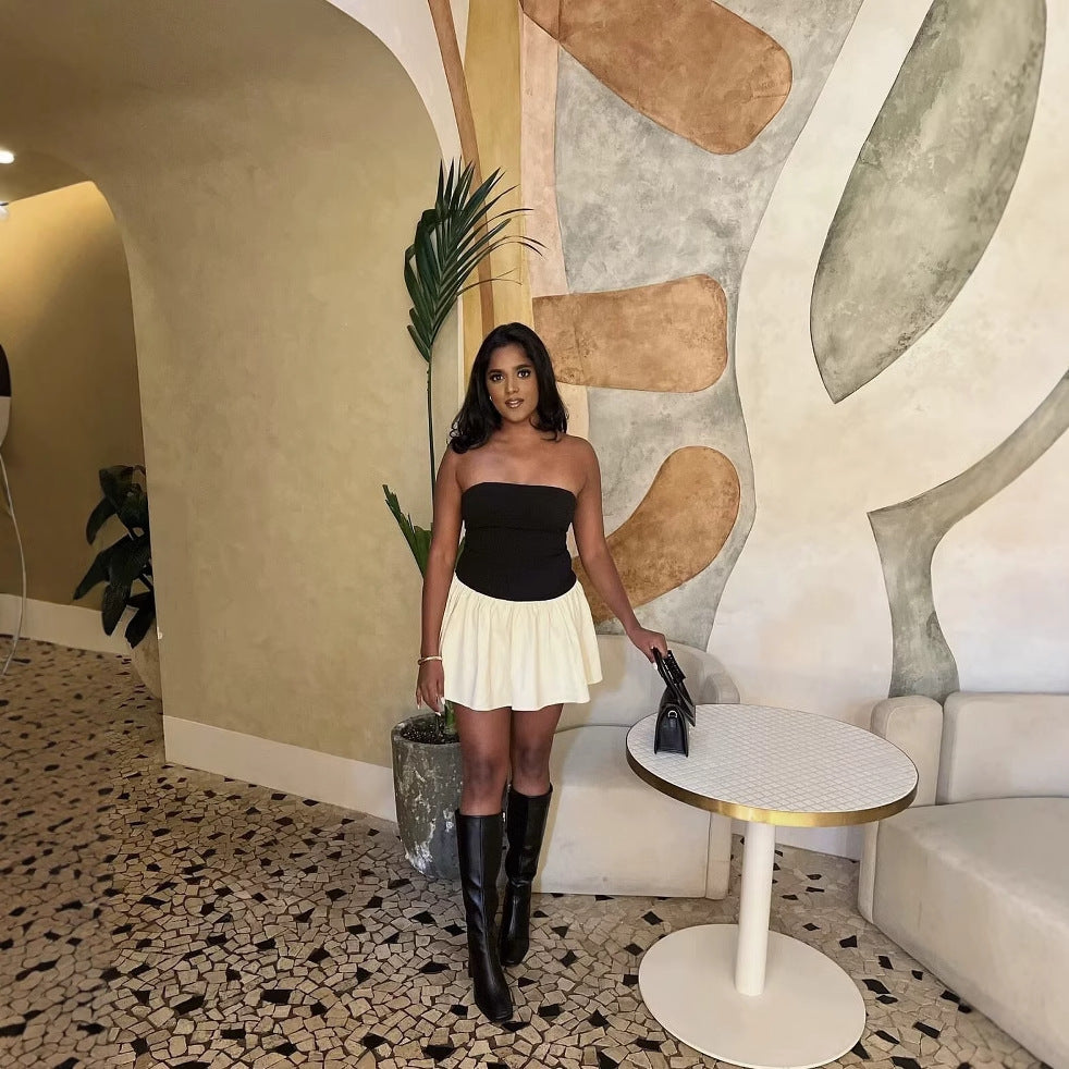 Robe sans bretelles pour dames avec jupe évasée Chic und Stil