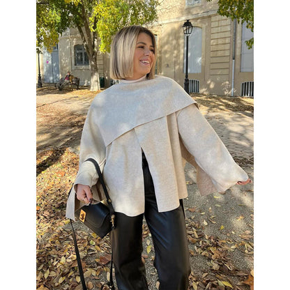 Generous size pullover for women with draped Chic and Style