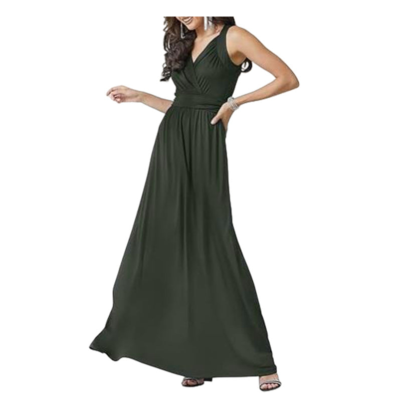 Robe maxi pour dames avec un élégant décolleté en V et une coupe fluide Chic und Stil