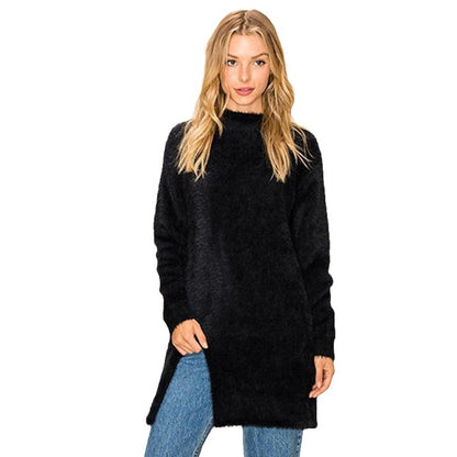 Pull long confortable pour femmes avec fentes latérales et matière douce Chic und Stil