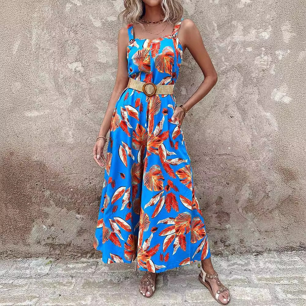 Dames Imprimé Tropical Maxi Combinaison Chic und Stil