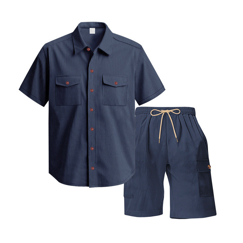 Chemise à manches courtes décontractée pour hommes et ensemble de shorts de loisirs avec poches pratiques Chic und Stil