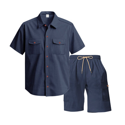 Chemise à manches courtes décontractée pour hommes et ensemble de shorts de loisirs avec poches pratiques Chic und Stil