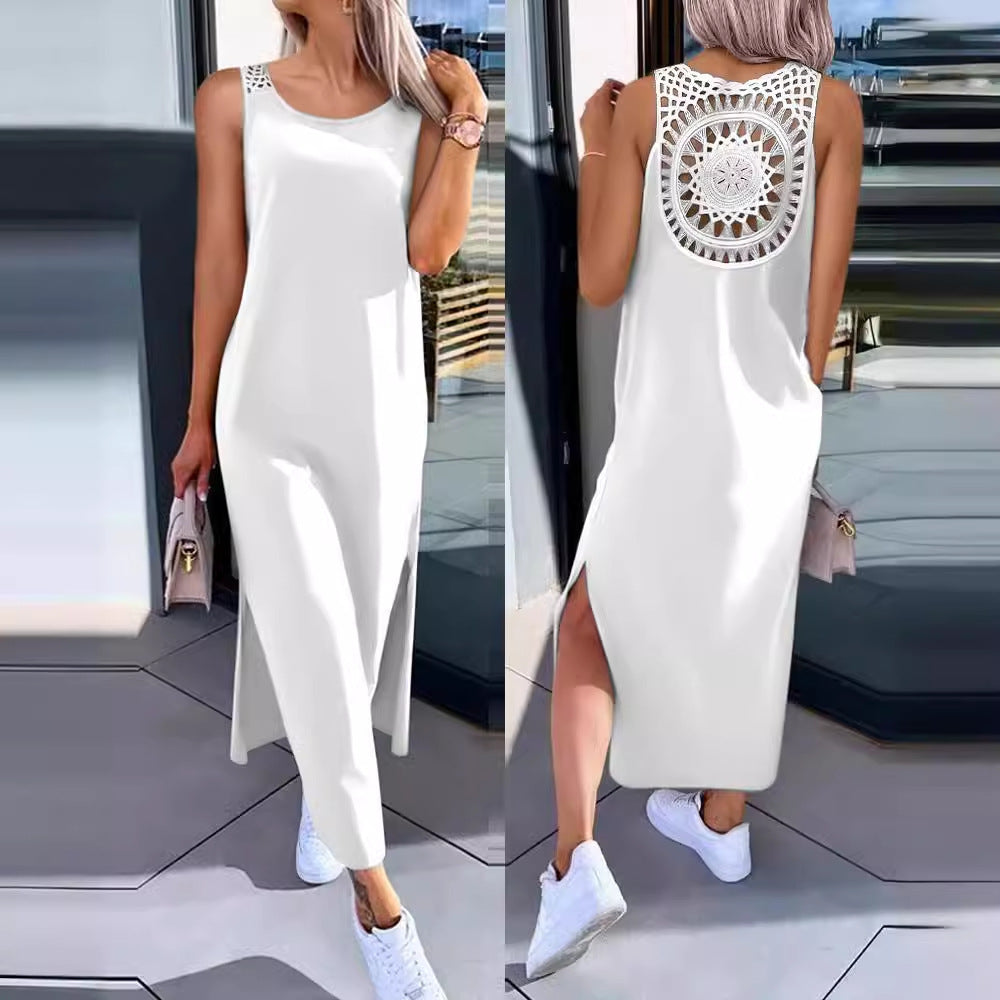 Robe maxi élégante à dos en dentelle Chic und Stil