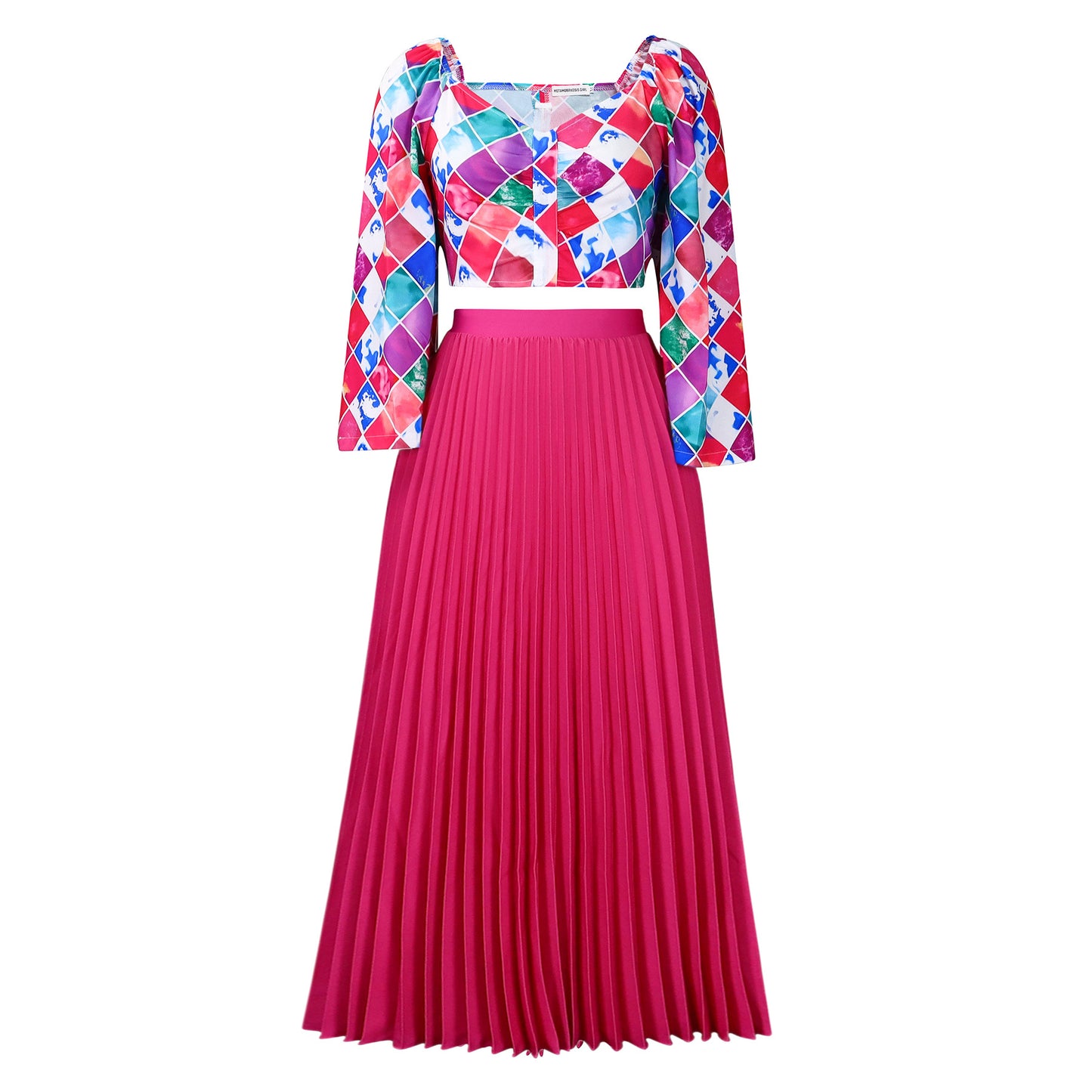 Robe combinée plissée pour dames avec un haut coloré et une jupe évasée Chic und Stil