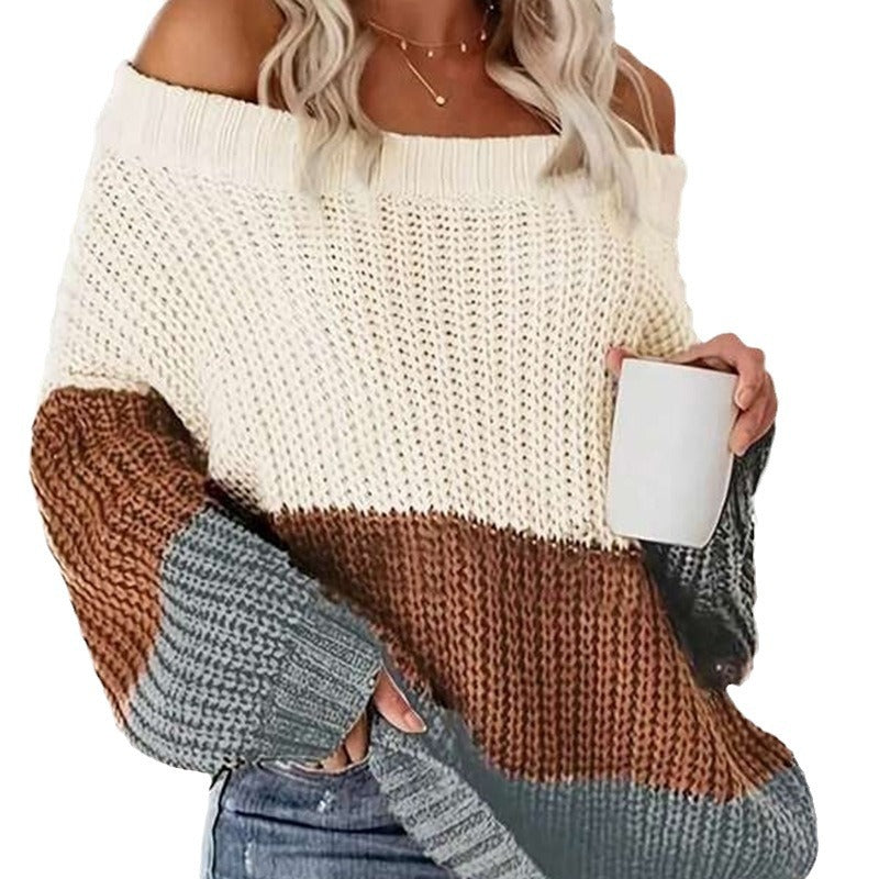 Pull en tricot surdimensionné pour femmes avec une coupe décontractée et épaule ouverte Chic und Stil
