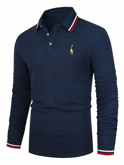 Chemise polo à manches longues pour hommes avec col sportif et poignets contrastés Chic und Stil