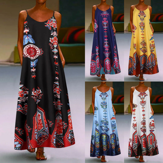 Robe maxi à imprimé ethnique Chic und Stil pour femmes