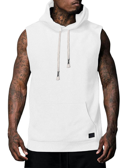 T-shirt à capuche sans manches pour hommes avec design texturé et poche kangourou pratique Chic und Stil