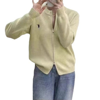 Dames grosse maille cardigan avec fermeture éclair intégrale et détails décoratifs Chic und Stil